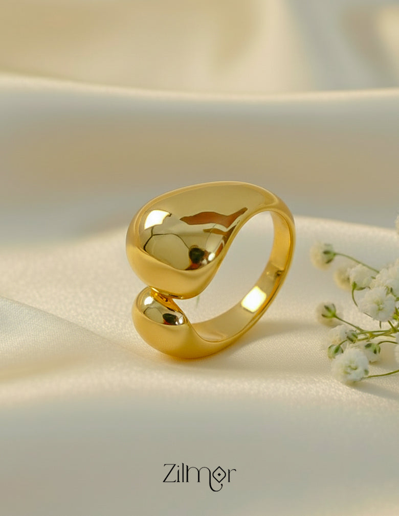 Wrap Style Dome Adjustable Ring – 18K Gold Plated & Anti Tarnish