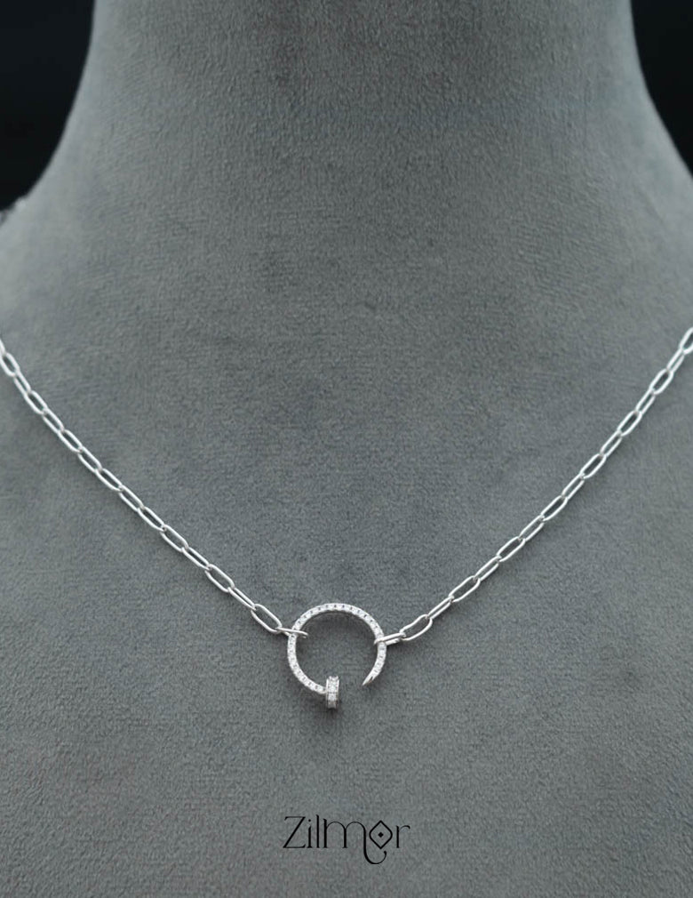 ZM101415 - 925 Sterling Silver CZ Stone Designed Pendant Necklace 3-Zilmor