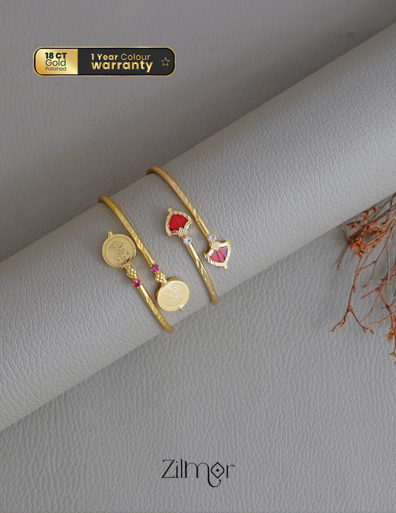 KY1011757- Gold tone Lakshmi coin &Palakka Kada Bangle Combo (color option) 4-Zilmor