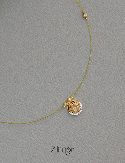 SN1011718 - AD Stone with Lakshmi Pendant Invisible Chain Necklace 2-Zilmor