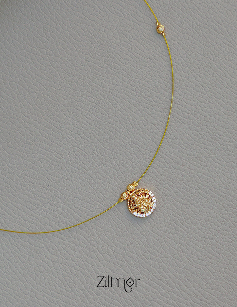 SN1011718 - AD Stone with Lakshmi Pendant Invisible Chain Necklace 2-Zilmor