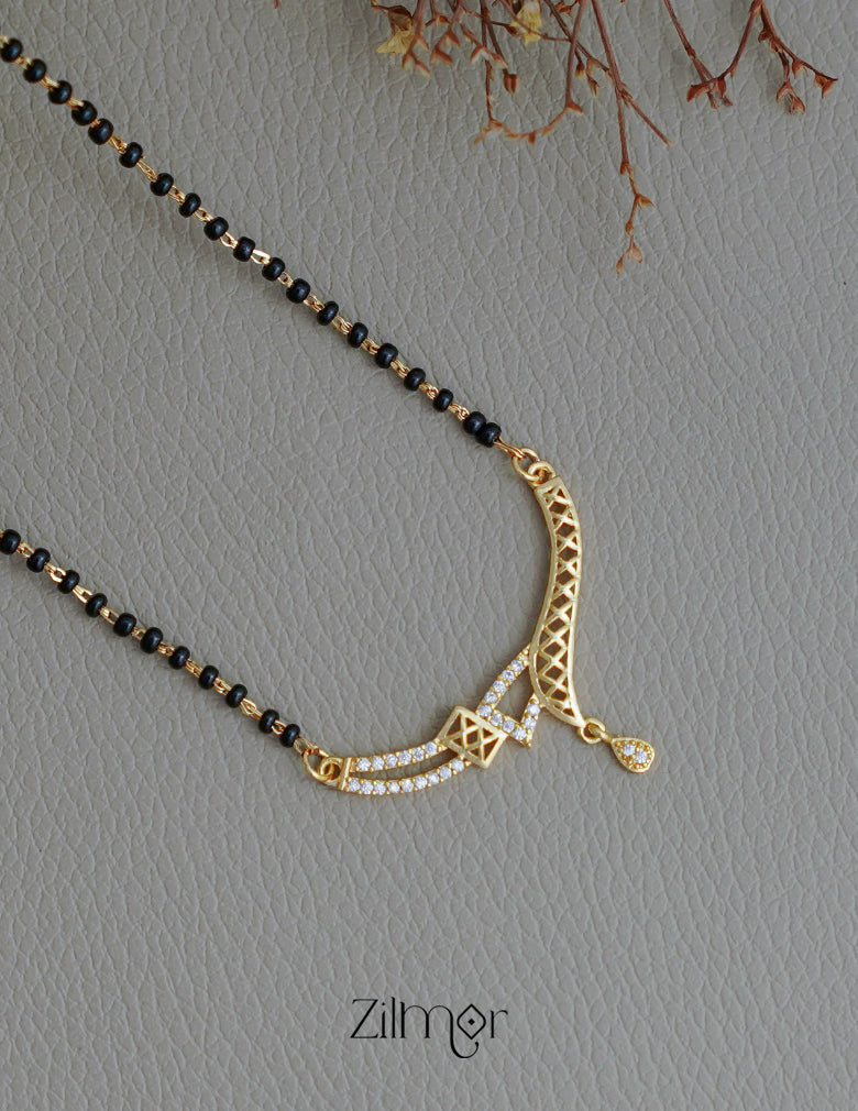 SR100557 - Gold Plated AD Stone Pendant Traditional Mangalsutra Necklace (color option) 3-Zilmor