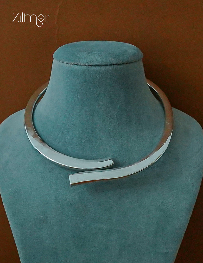 ZF1012091 - Chic hinged Silver-tone Stainless Steel Choker Necklace