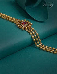 Kemp & Ad Stone pendant with Triple layer Antique Choker Necklace - CL1012253