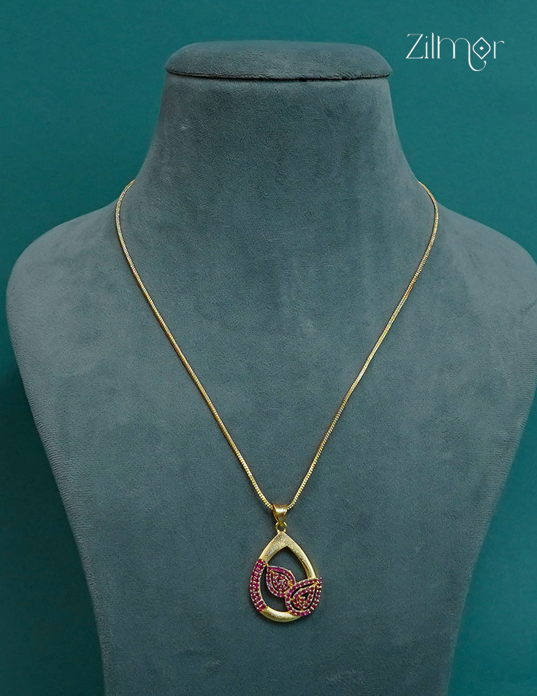 18k Gold Plated Anti-Tarnish AD Stone Pendant Simple Necklace (color option) - CL1012262