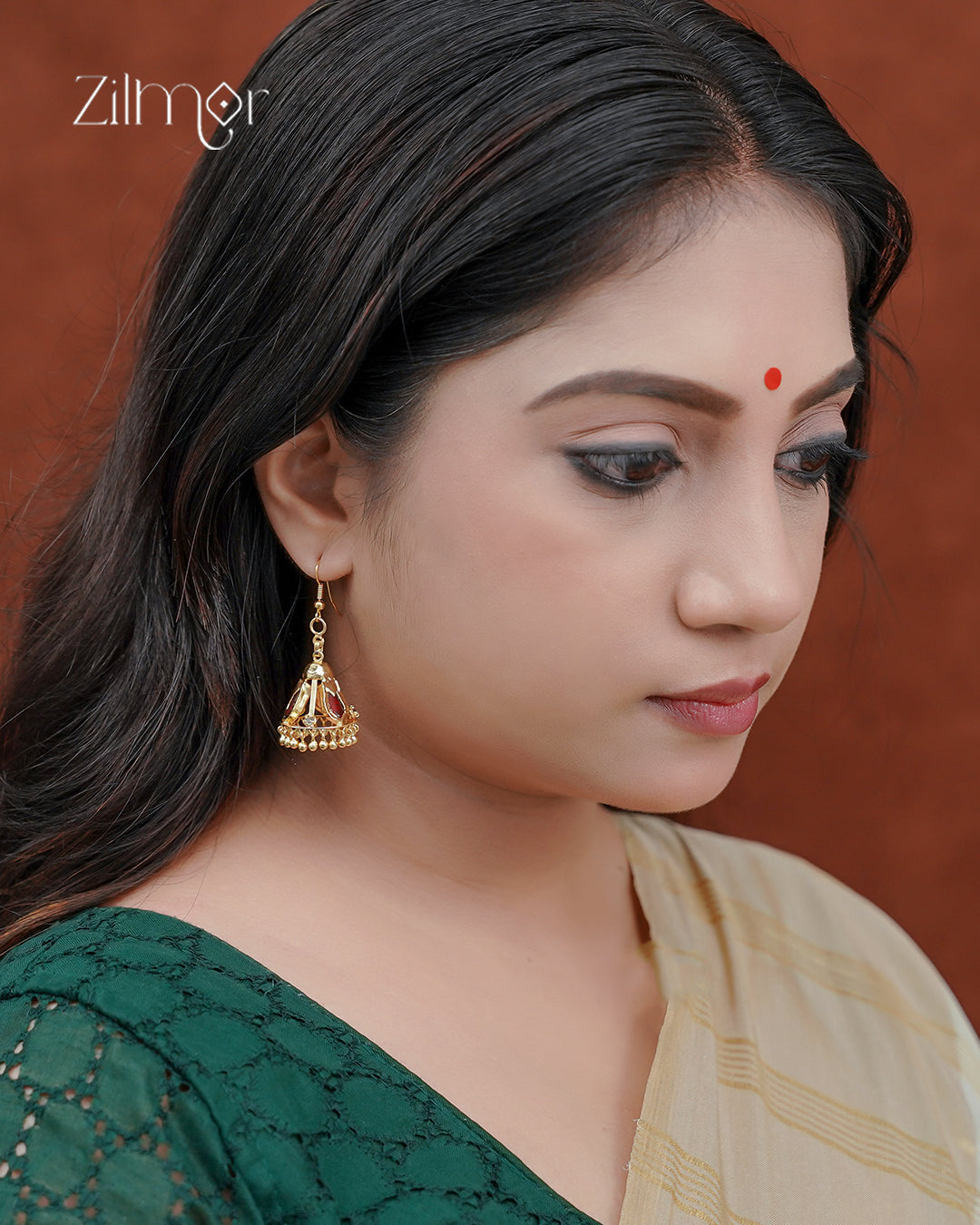 18K Gold Plated Nagapadam Palakka Hook Jhumka Earrings - PP1012341
