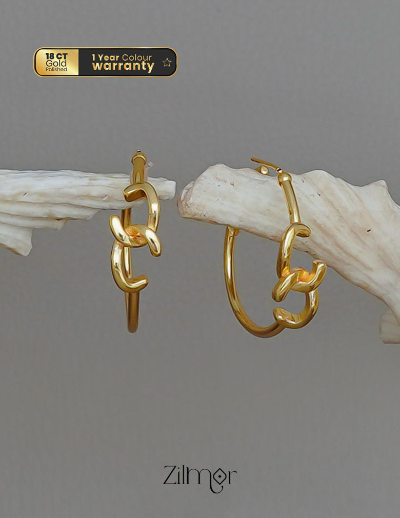 PE1011809 - Gold tone Geometrical Hoop Earrings 2-Zilmor
