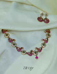 ZL1012024- Premium Antique Kemp Peacock Necklace with Earrings Set
