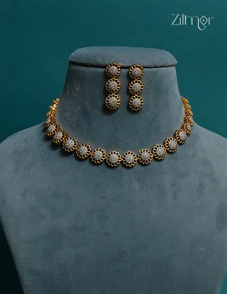 Premium Antique AD Stone  Necklace with Earrings - CL1012286