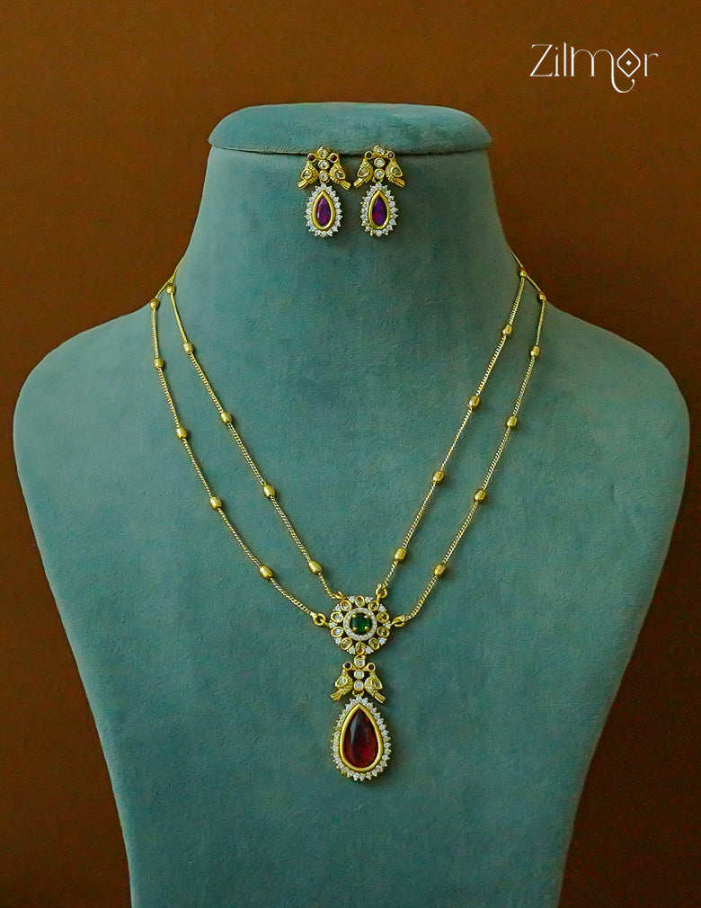 Antique Long Necklace Set – Lightweight | Perfect for Functions - SN101509