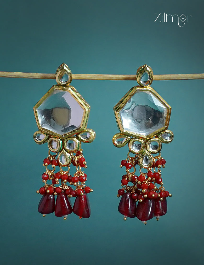 Bead Clustering Kundan Drop Earrings - CL1012279