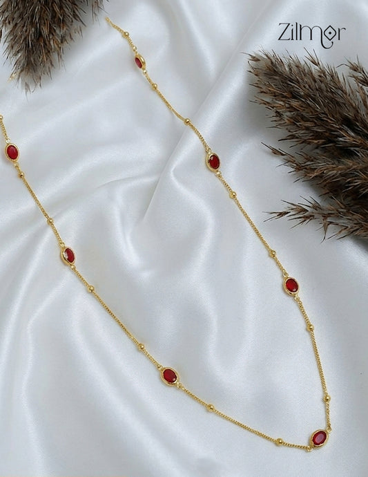 Semi Precious Multi Colour Stone Necklace – 18K Gold Plated Minimal Chain - KT1012322