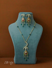 ZE1012065 -Premium Polki Kundan Stone Pendant Necklace with Earrings