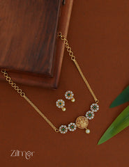 NV101353  - AD Stone with Lakshmi Necklace Earrings Set