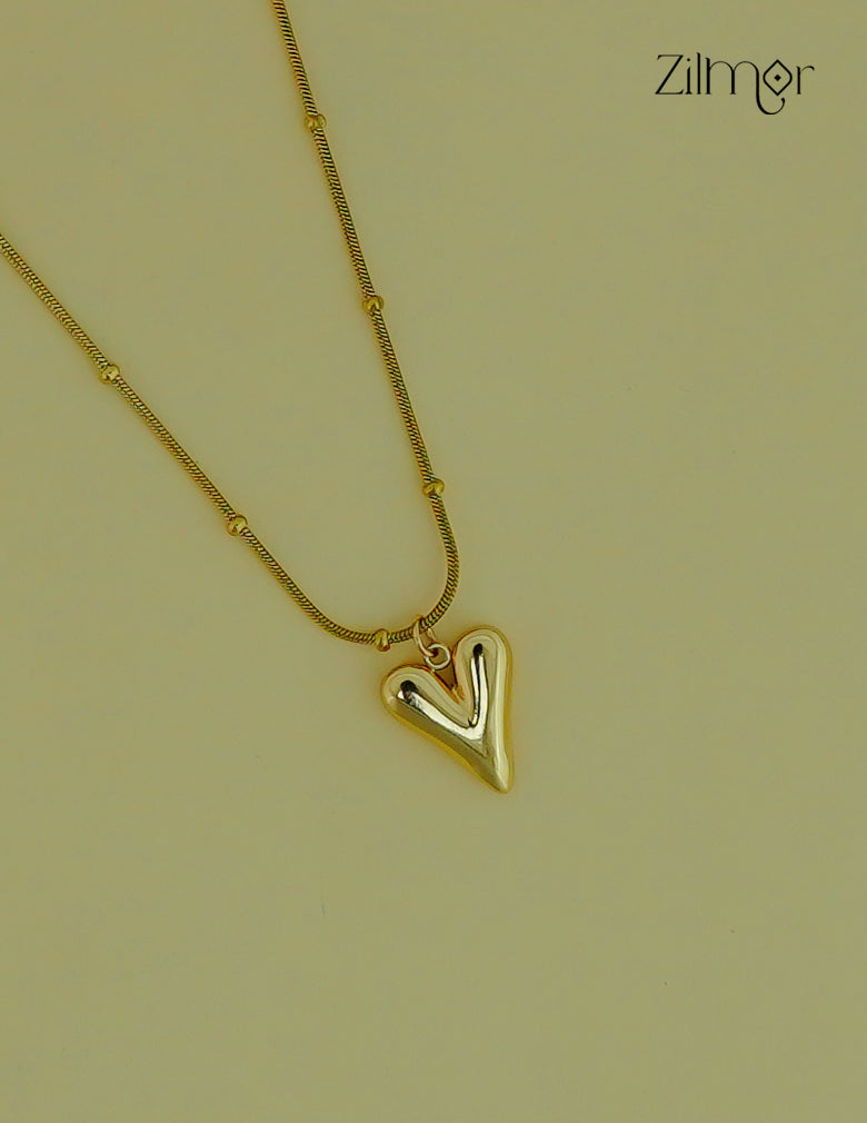 Gold Tone Heart Pendant Simple Necklace-ZF1012141