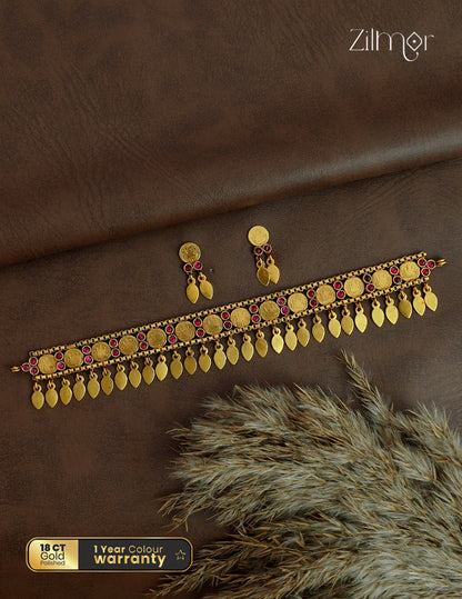 Antique Kaashu Elakkathali with Matching Earrings- NV1012694