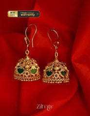 PP1011954- Gold Plated Palakka Hook Jhumkas Earrings