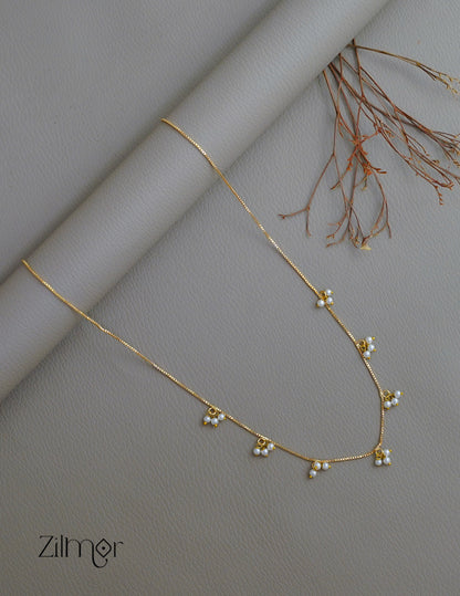 PE1011725 - Gold Plated Pearl Hanging Invisible Necklace 3-Zilmor