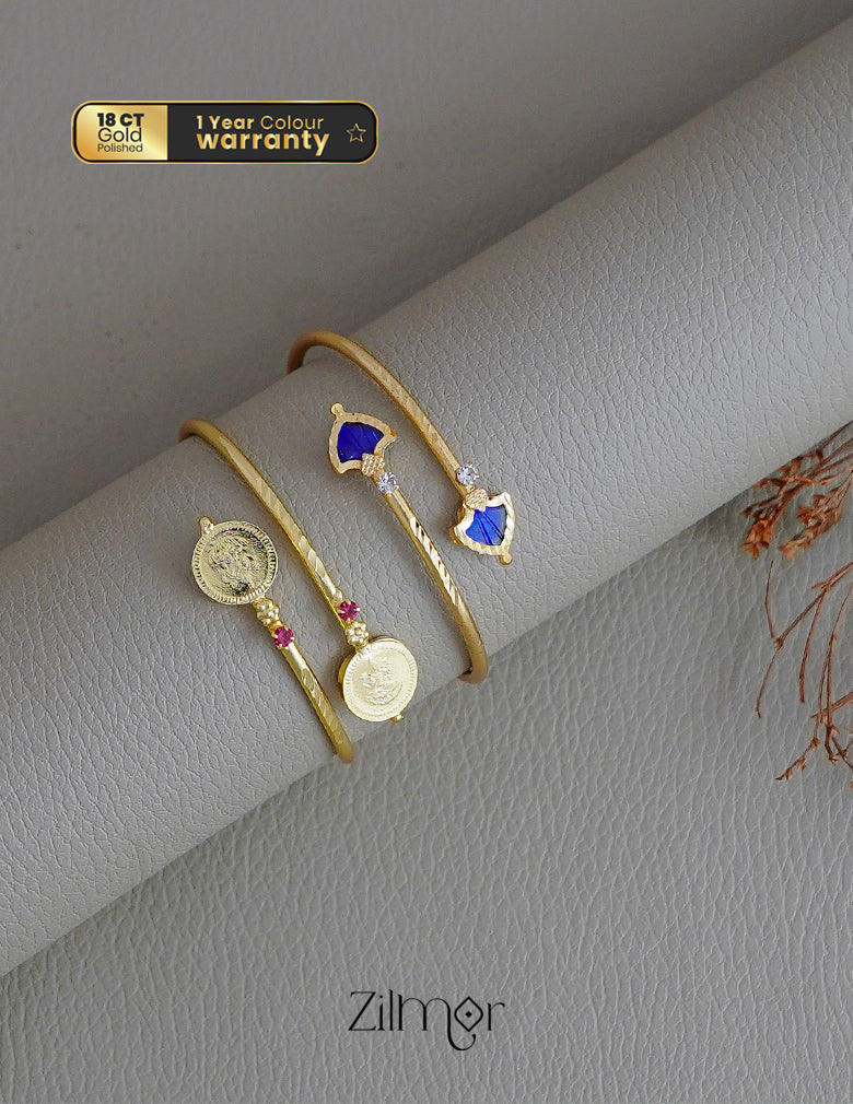 KY1011757- Gold tone Lakshmi coin &Palakka Kada Bangle Combo (color option) 3-Zilmor
