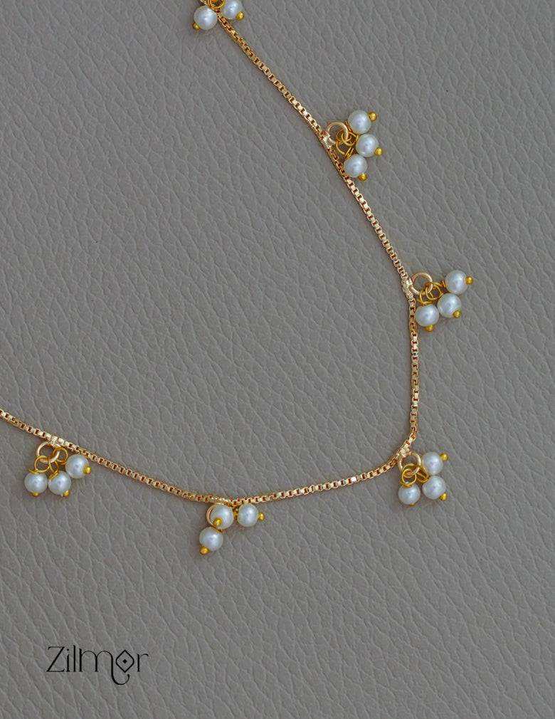 PE1011725 - Gold Plated Pearl Hanging Invisible Necklace 4-Zilmor