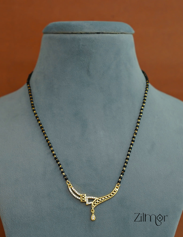 SR100557 - Gold Plated AD Stone Pendant Traditional Mangalsutra Necklace (color option) 2-Zilmor