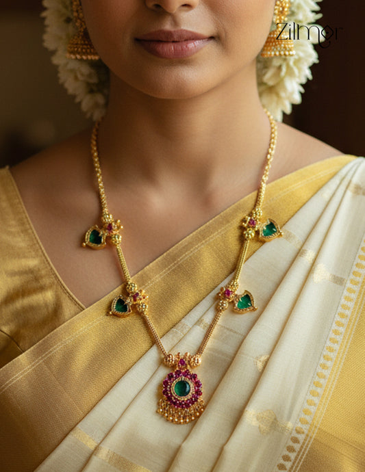 Gold Plated Kerala Traditional Anti Tarnish Palakka Necklace - KY1012194