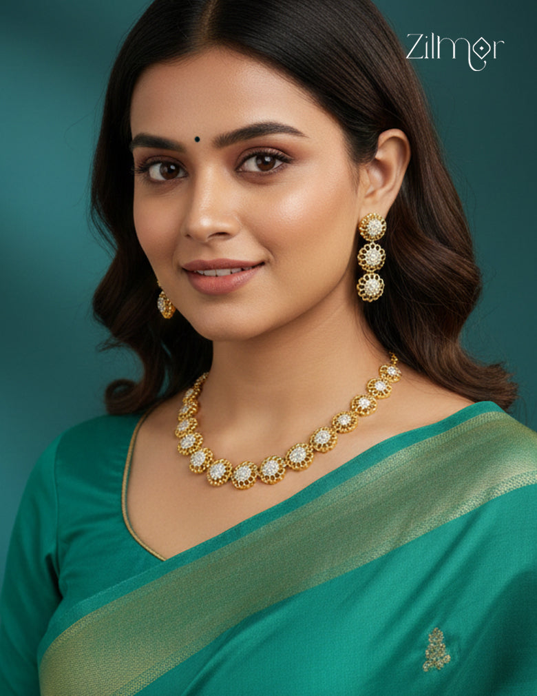 Premium Antique AD Stone  Necklace with Earrings - CL1012286