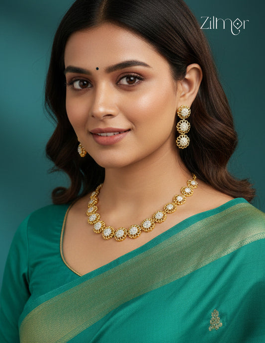 Premium Antique AD Stone  Necklace with Earrings - CL1012286