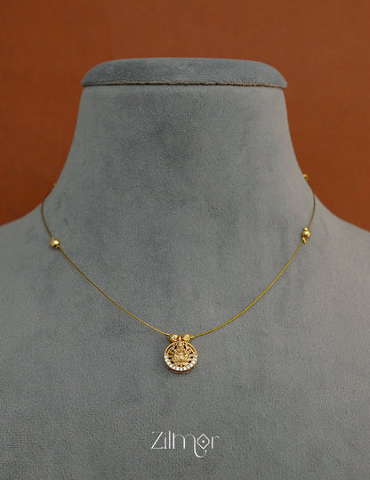 SN1011718 - AD Stone with Lakshmi Pendant Invisible Chain Necklace 3-Zilmor