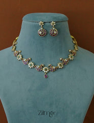 ZL1012024- Premium Antique Kemp Peacock Necklace with Earrings Set