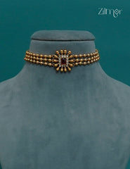 Kemp & Ad Stone pendant with Triple layer Antique Choker Necklace - CL1012253