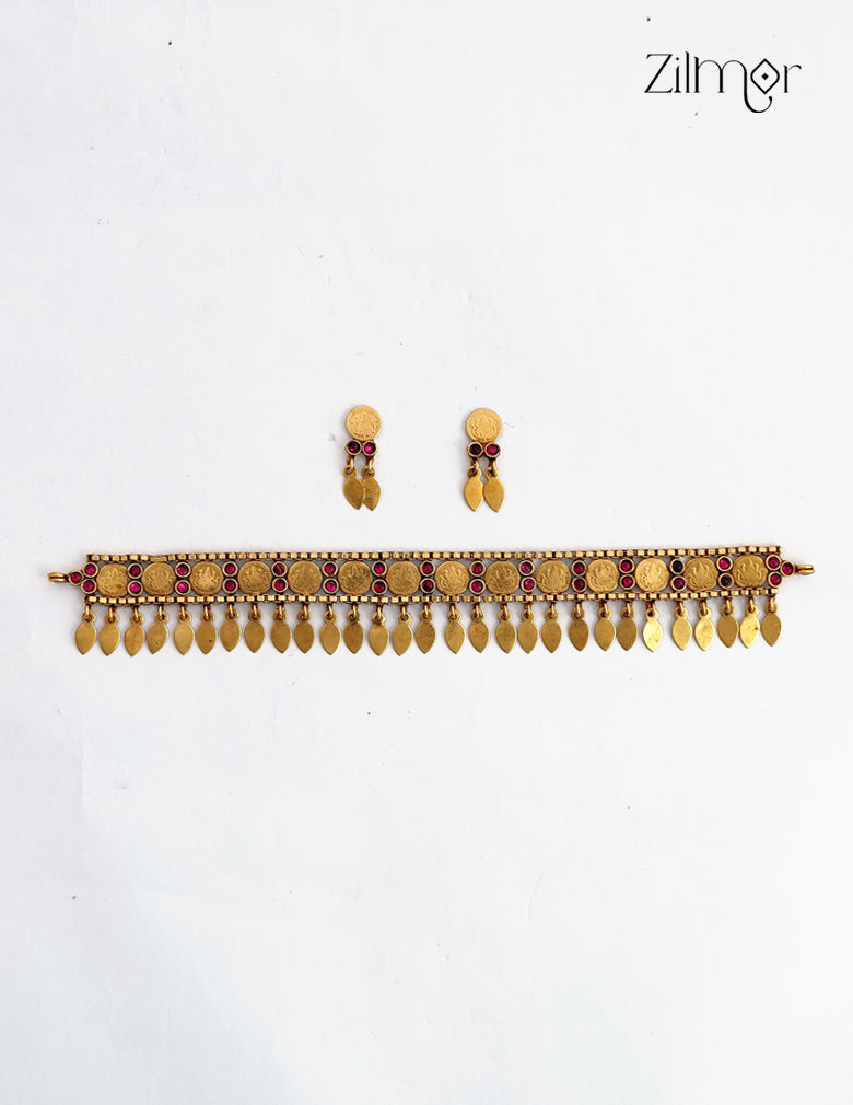 Antique Kaashu Elakkathali with Matching Earrings- NV1012694