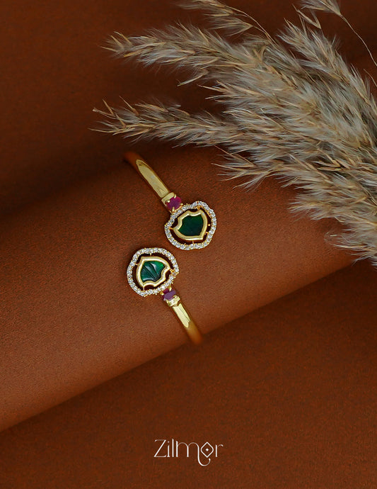 ZS1011979- Gold Plated AD Stone Adjustable Palakka Bracelet Bangle