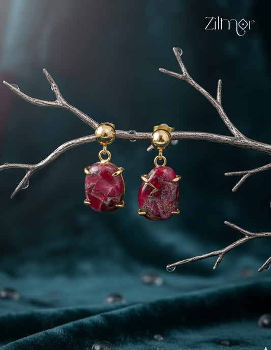 Handmade Gold Plated Natural Stone Hoop Earrings - Anti Tarnish (color option) -ZP1012179