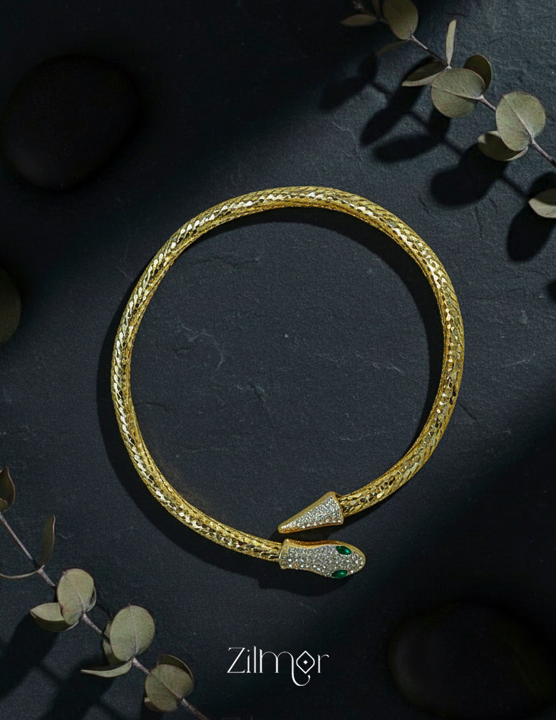 ZF1012111 - Golden Ad Stone Snake Hasli Neck Cuff Choker Necklace