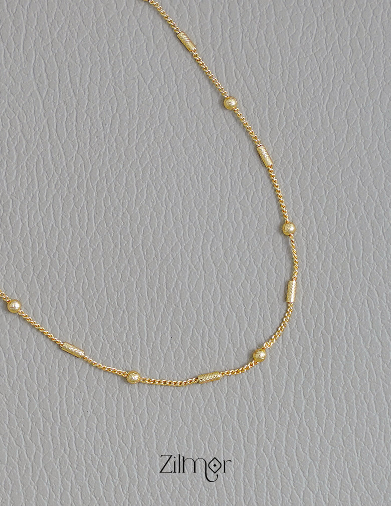 KT1011747- Anti Tarnish Gold Plated Simple Chain Necklace 3-Zilmor
