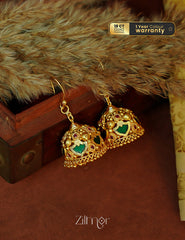 PP1011954- Gold Plated Palakka Hook Jhumkas Earrings