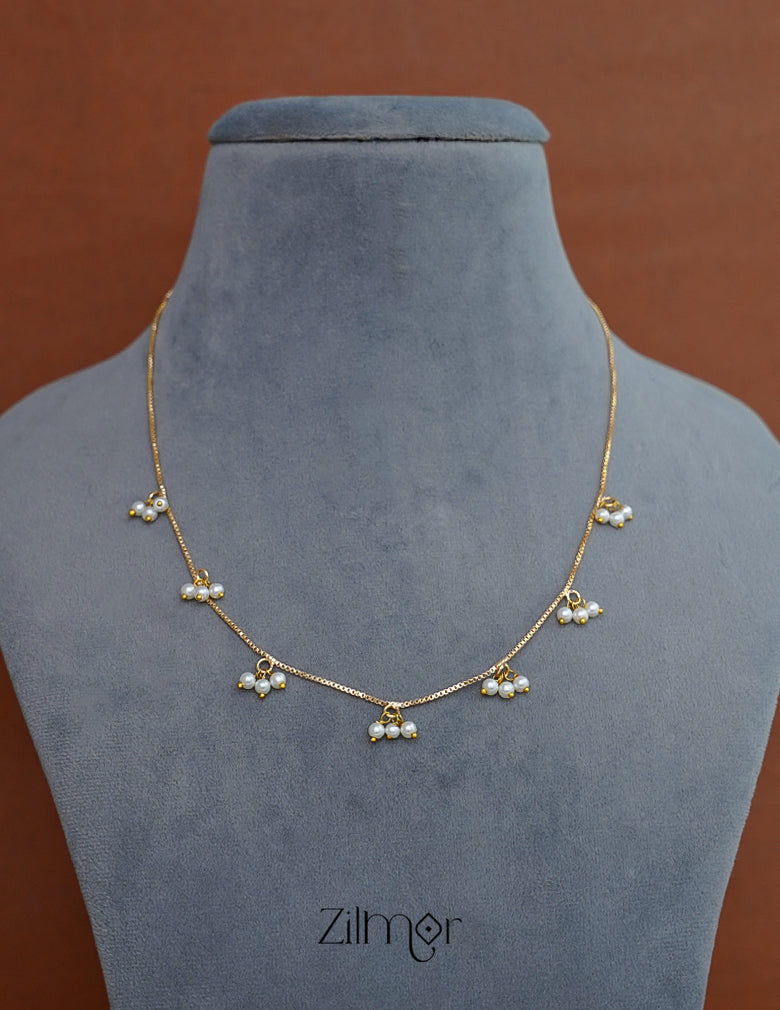 PE1011725 - Gold Plated Pearl Hanging Invisible Necklace 5-Zilmor