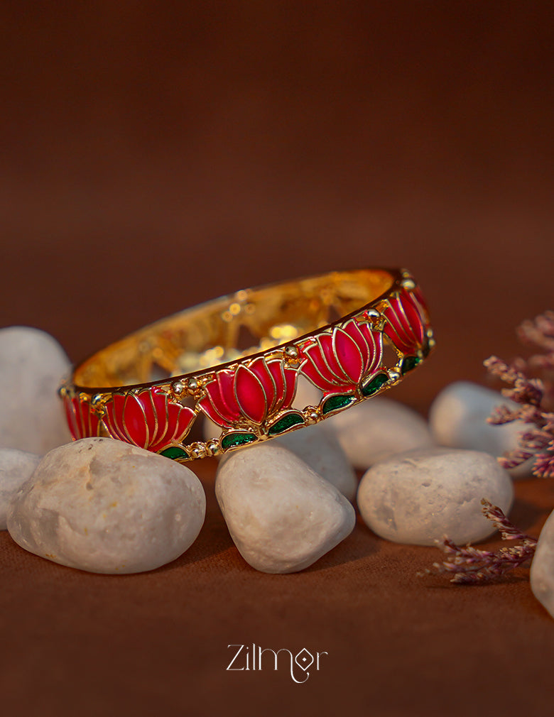 BH1011894- Premium Antique Lotus Bangle 3-Zilmor