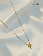 Gold Tone Heart Pendant Simple Necklace-ZF1012141