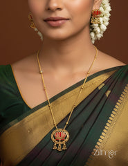 BH1012069 - Antique Lotus Pendant Necklace with Earrings (color option)