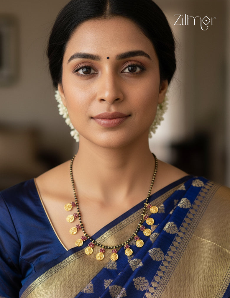 AD Stone with Lakshmi Pendant Mangalsutra Necklace (color option)- TR1012248