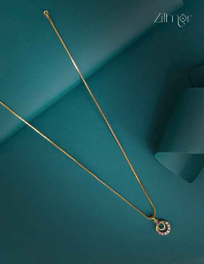 18k Gold Plated Anti-Tarnish AD Stone Pendant Simple Necklace (color option) - CL1012272