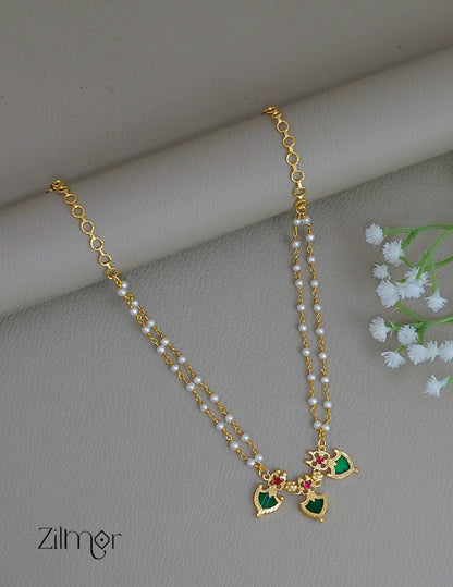 KY1011939- Double Layer Palakka Pendant Pearl choker Necklace 3-Zilmor