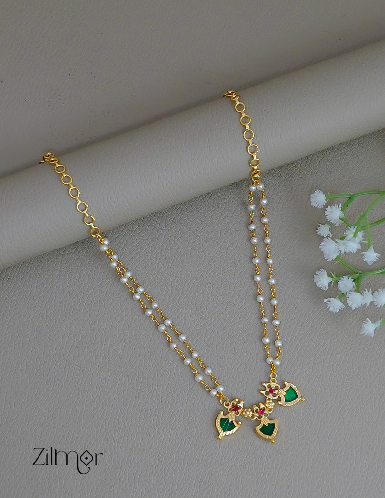 KY1011939- Double Layer Palakka Pendant Pearl choker Necklace 3-Zilmor