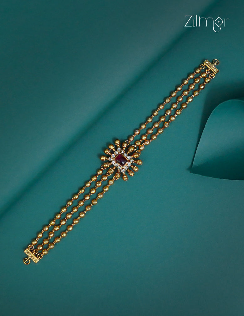 Kemp & Ad Stone pendant with Triple layer Antique Choker Necklace - CL1012253