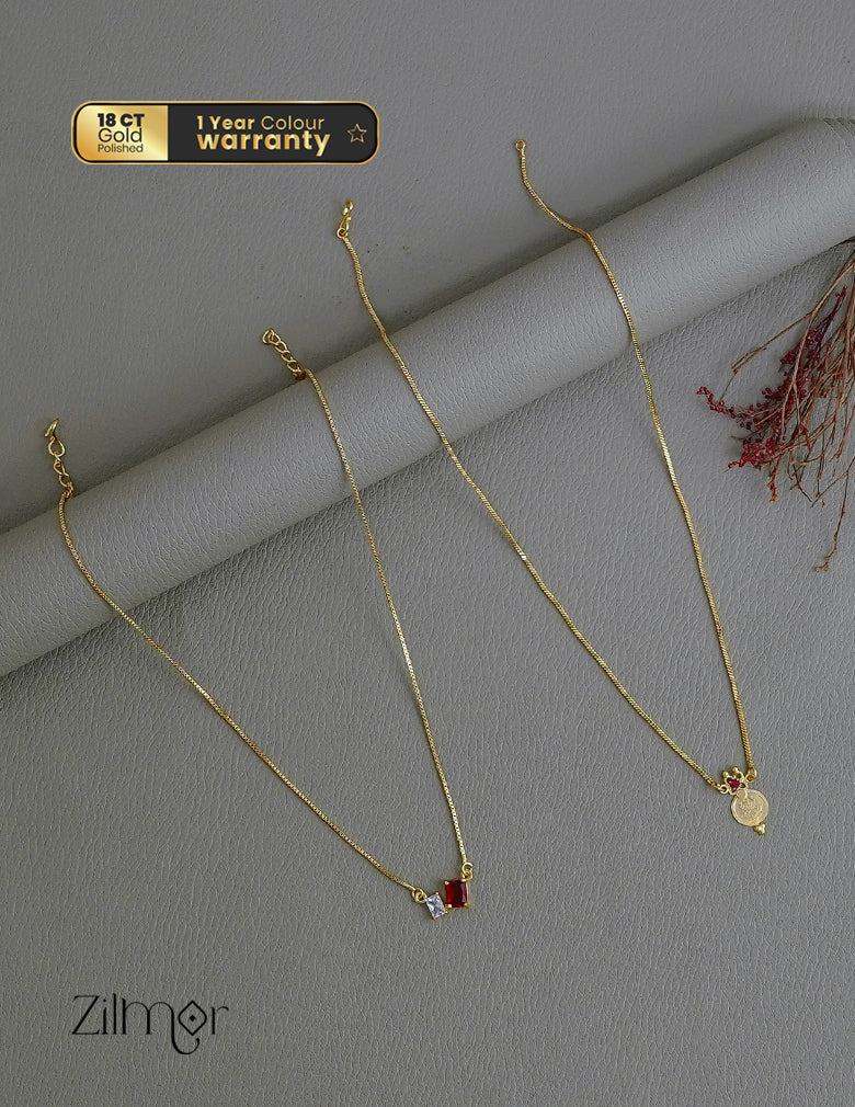 KY1011754 - Simple Kaashu & Ad stone Pendant Necklace Combo 7-Zilmor