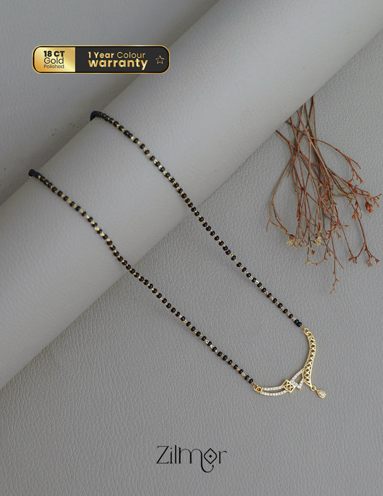 SR100557 - Gold Plated AD Stone Pendant Traditional Mangalsutra Necklace (color option) 4-Zilmor