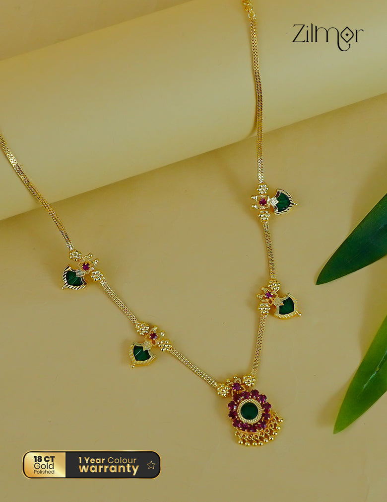 Gold Plated Kerala Traditional Anti Tarnish Palakka Necklace - KY1012194