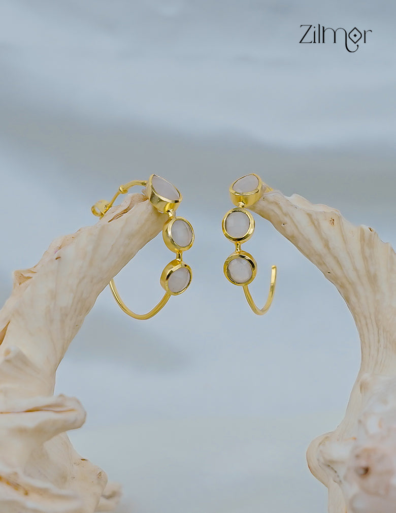 18K GoldPlated Designer Semi Precious Stone Hoop Earrings (color option) - ZP1012169